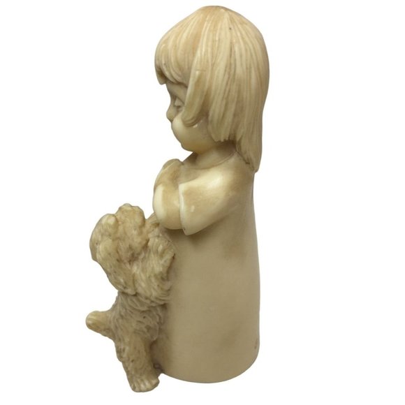 Bianchi Vintage (1979) Alabaster Figurine - Child Playing with Dog - Italy - Con - Picture 4 of 8